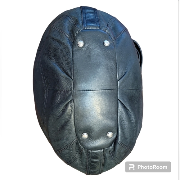 B. Makowsky Black leather satchel shoulder bag - Picture 4 of 8